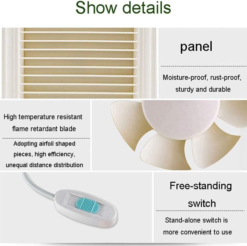 Quiet Exhaust Fan，Ventilation Fan, White Square or Wall-Mount for Bathroom Glass Window