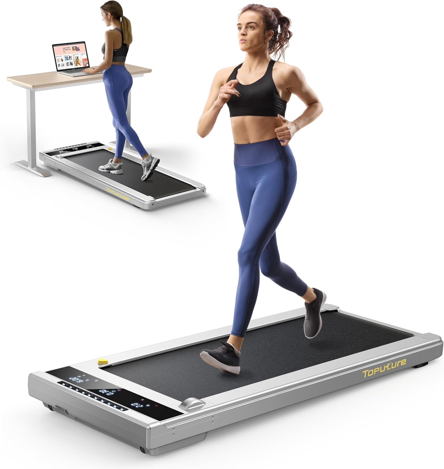 walking pad under desk treadmill for homeoffice with app amp remote control led touch screen small portable walking jogging running machine 300lbs capacity compact walking treadmills assembly free