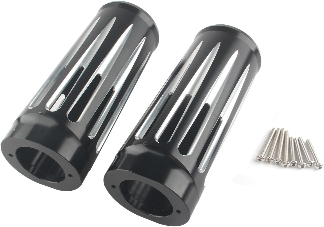 2 Pcs Black Cut Motorcycle 2" Extend Fork Boots Cans Covers for Harley 1984-2013 Touring Road King Electra Street Glide FLHR FLHX FLHT FLTR