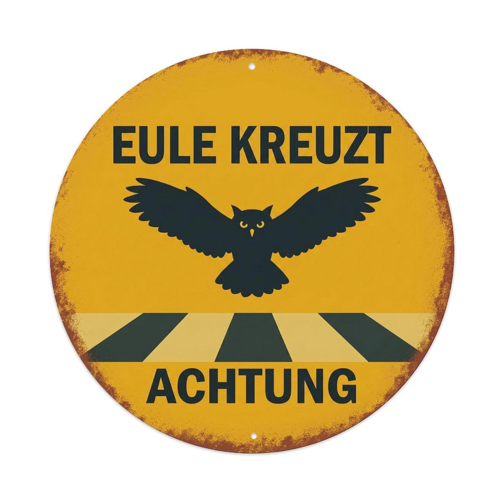 Owl Crossing Night Watch Aged 1 Metal Tin Sign