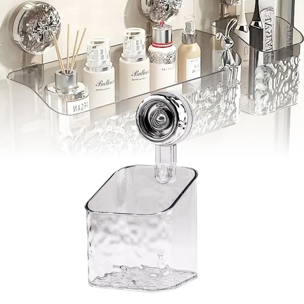 Greraes Shower Caddy Suction Cup Storage Rack Clear Acrylic Shower Shelves Glacier Water Ripples Corner Shelf For Bathroom