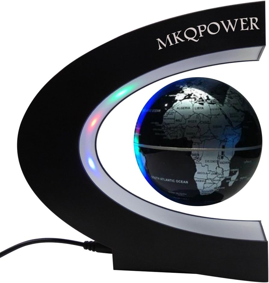 Levitation Globe with LED, Floating Globe with LED Light Rotating Magnetic Mysteriously Suspended in Air World Map as Desk Decoration,Great Teachers’Day, Christmas Gift (Cold)