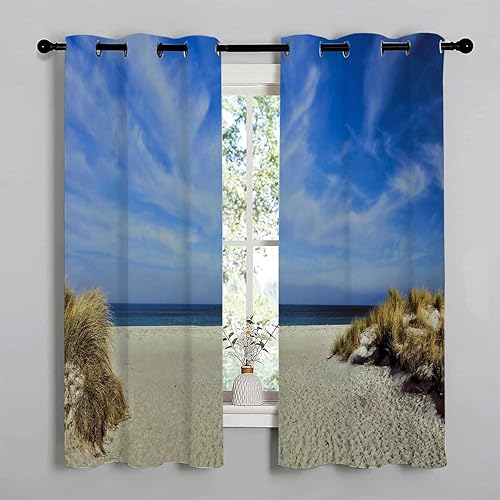 Cortinas de bloqueo solar para dormitorio, vista a la playa, puertas plegables de acordeón, cortinas interiores para Ventanas de Cuarto de 63