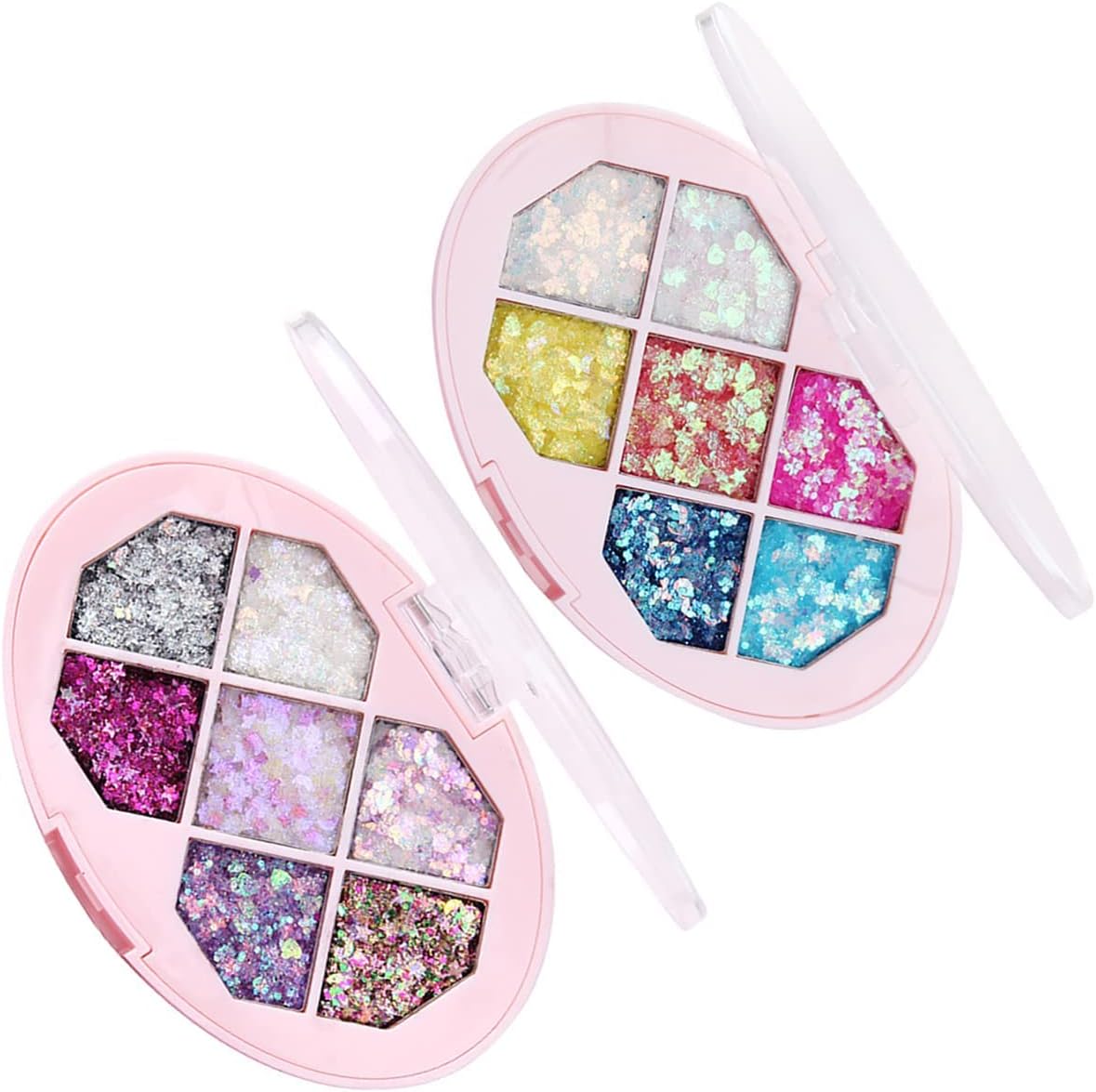 MAKINGTECEyeshadow Makeup Palette, 14 Colors Thin Body Face Nail Glitter Glitter Set, Holographic Glitter Eyes Hair Lip Gloss Ornament for Holiday Parties (Box of 2)