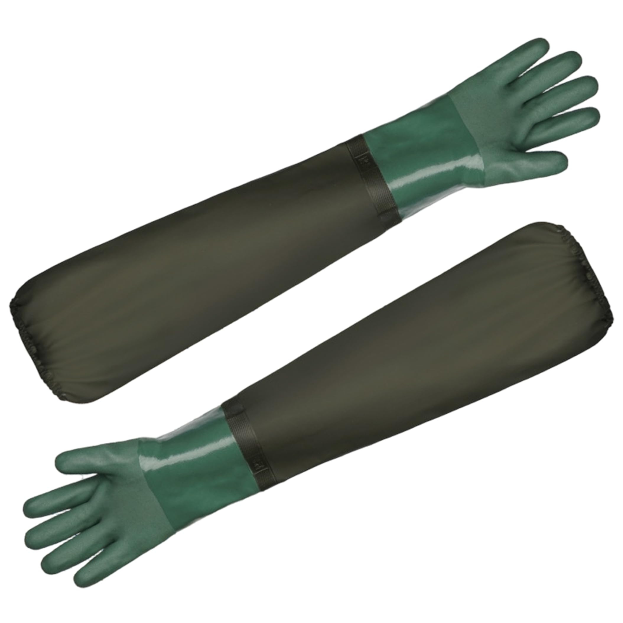 Wilafury 1 Pair Long Rubber Gloves, Waterproof Pond Gloves, Reusable Heavy Duty Protective Glove for Aquarium Fishery Machinery Industry, Dark Green, 70cm/27inch