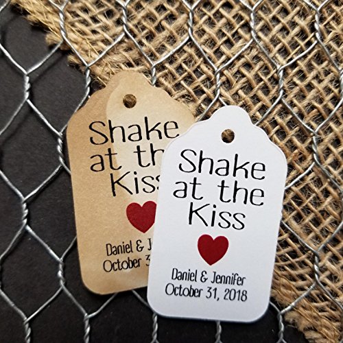 Shake at the Kiss Personalized SMALL White or Tea Stained Favor Tag sets