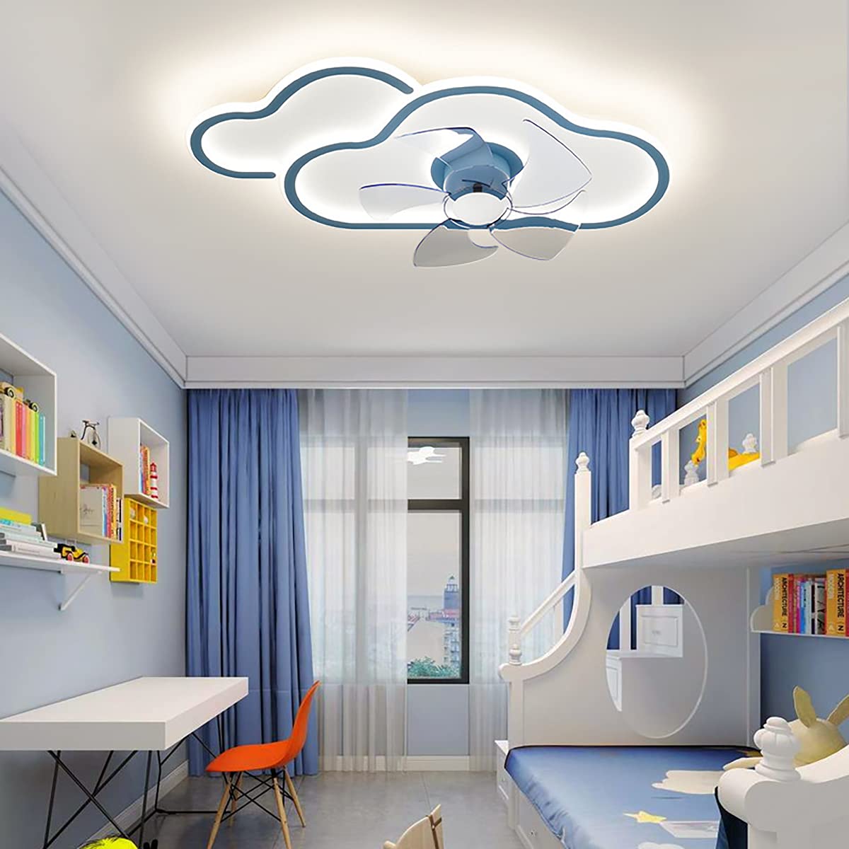 HXYSXHJUO Fan Lights, Ceilifan Childrens Ceilifans with Lights for Bedroom Withps Silent in Lighticeilifans and Remote Bedrooms Light/Blue