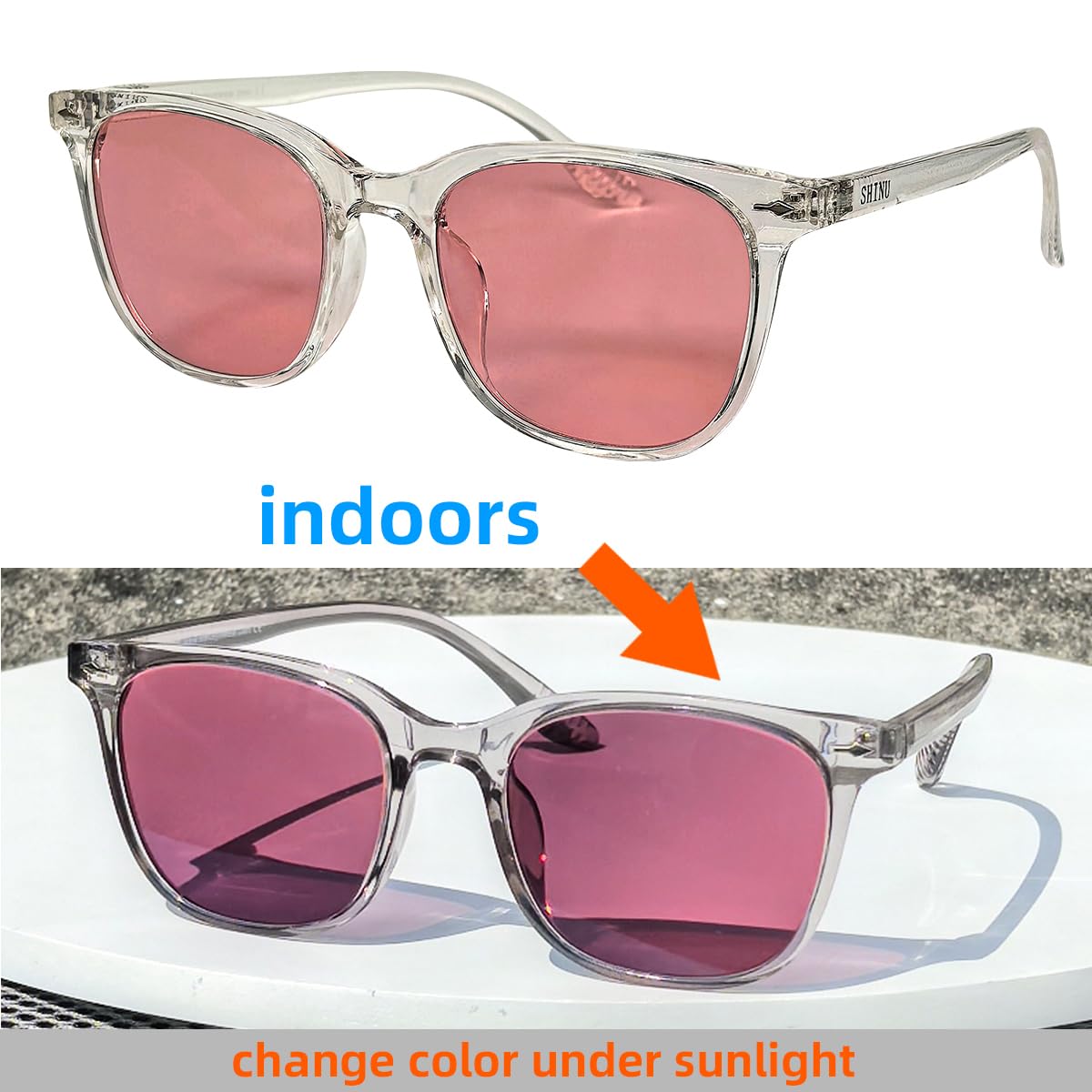 SHINU FL-41 - Gafas de migraña antiparpadeo para hombre, lentes rosas