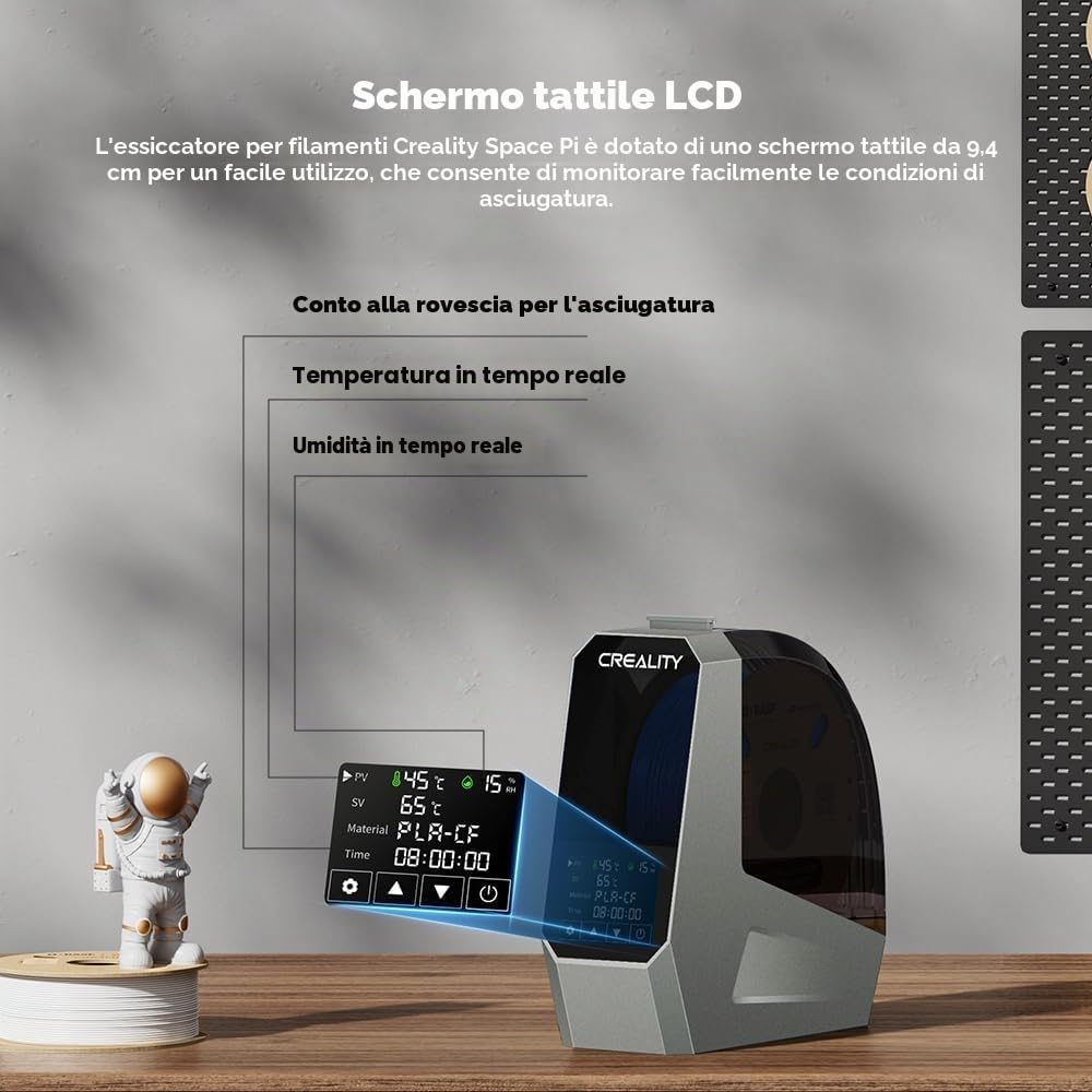 Creality Space Pi Filamento Essiccatore, Filamento per stampante 3D, Dryer Box, contenitore per disidratatore ad aria calda a 360°, con ventilatore per 1,75/2,85 mm PLA, PETG, ABS, nylon, PA,