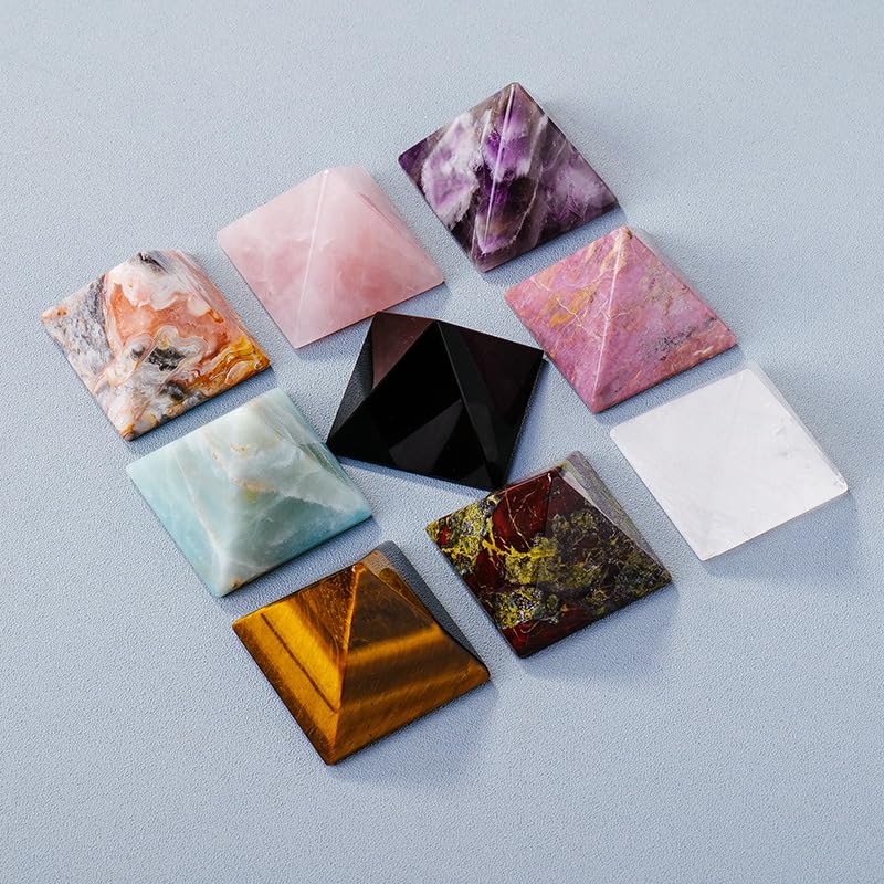 Namzi 1 Piece Natural Crystal Pyramid Ornament, 4 * 4cm Mixed Color Healing Crystal Pyramid Positive Energy Natural Crystal Stone Used for Chakra Spiritual Energy Home Decoration