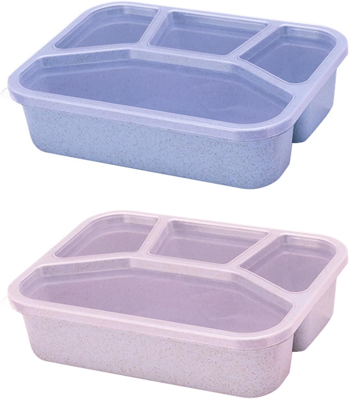 Toguma2Pcs Bento Boxes Lunch Boxes with 4 Compartment Meal Prep Container Food Storage Containers Snack Boxes Dividing Picnic Box for Work Travel (Blue/Pink)