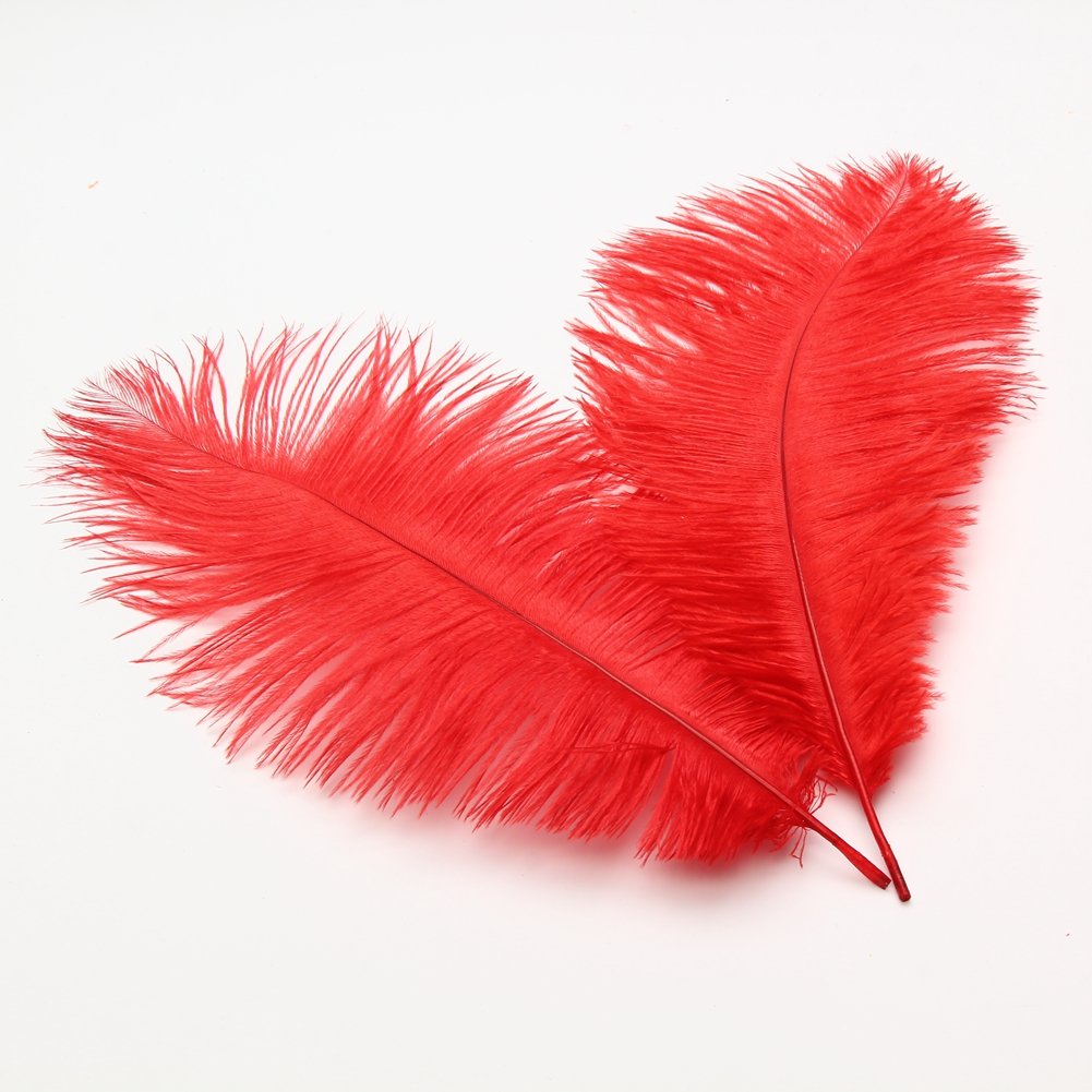 Plumes d'autruche 40-45 cm pour centres de table de mariage rouge x10