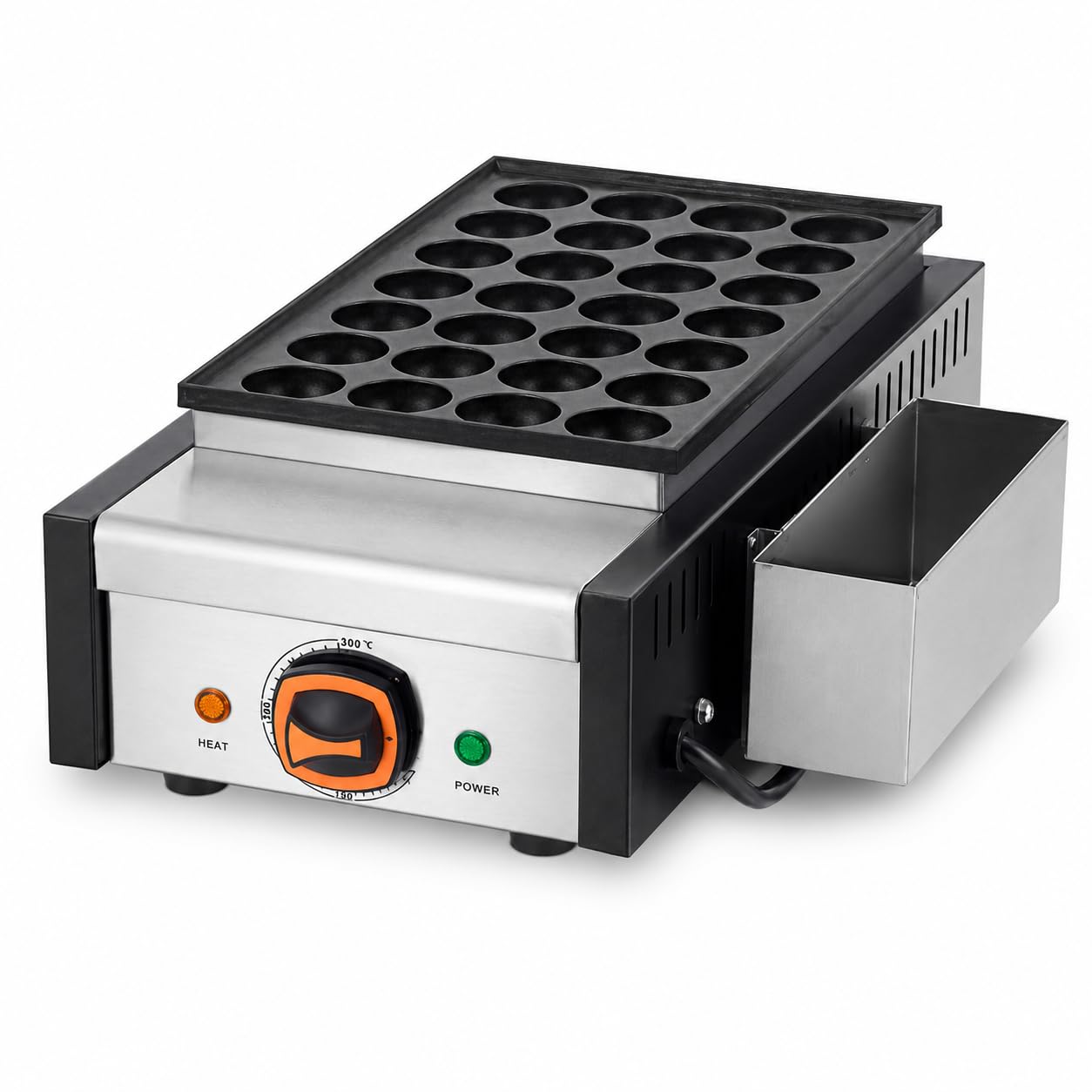 Takoyaki Maker 1650 W 28 trous anti-adhésive avec contrôle de la température de 50 à 300 °C pour un usage domestique et commercial