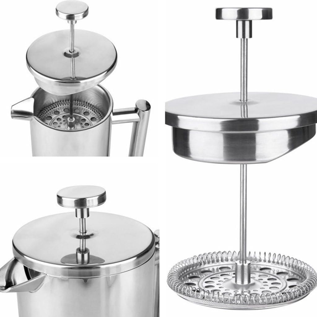 Stainless Steel French Press Coffee Maker with Double Insulated Walls - Hot Coffee for Longer - 1L Capacity - Great for Home or Camping - 500ml