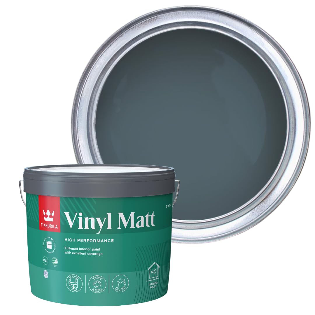 TIKKURILA Vinyl Matt - Washable Full Matt Emulsion Paint For Interior Walls & Ceilings - 10l Petrol S491