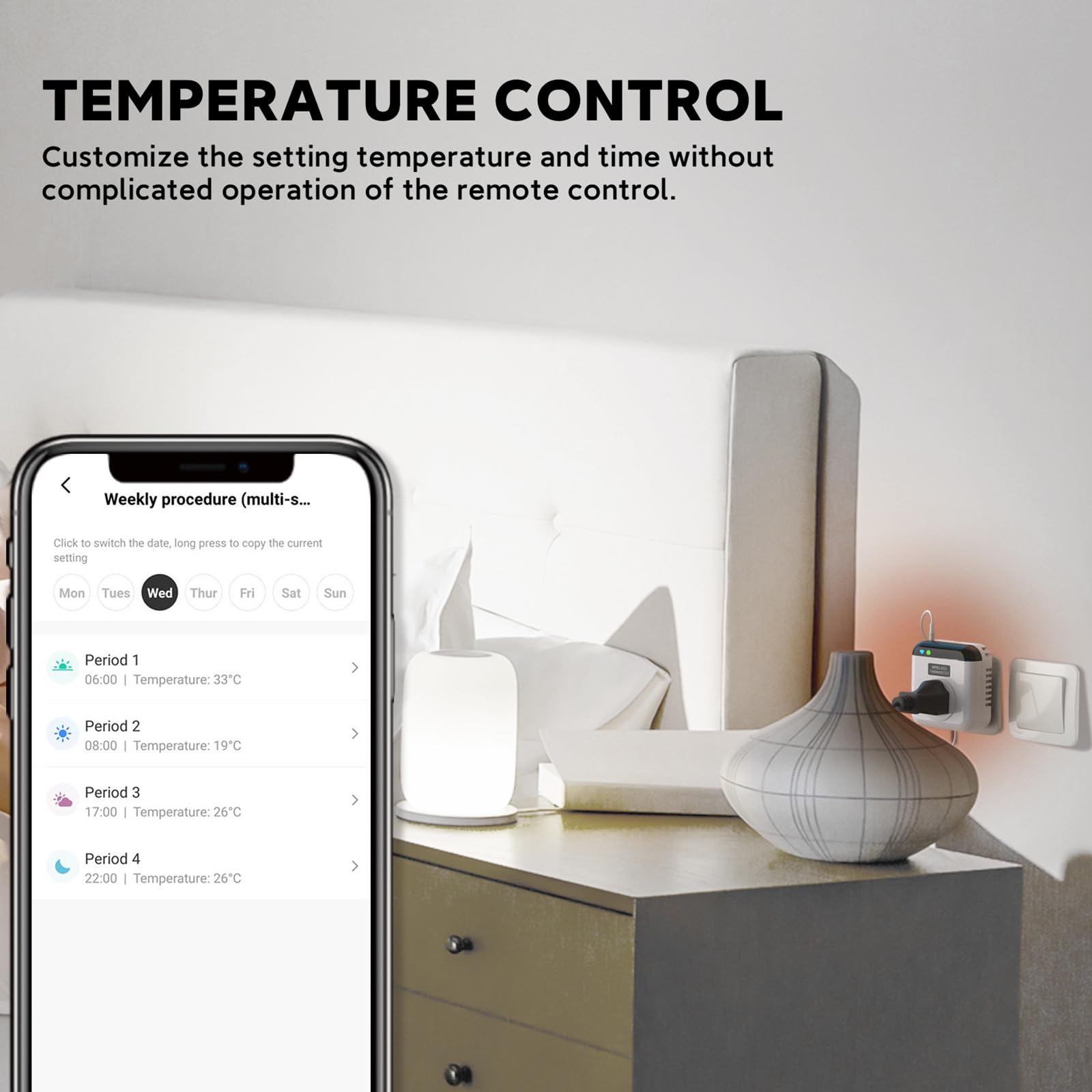 Prise Thermostatique,Prise Thermostatique Intelligente avec Sonde Tuya Smart Commande Vocale Thermostat Intelligent 230VAC