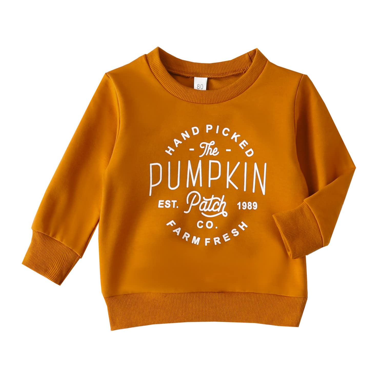 Baby Boy Girl Pumpkin Sweatshirt Tops Toddler Halloween Outfit Long Sleeve Crewneck Pullover Sweater Shirt Fall Clothes