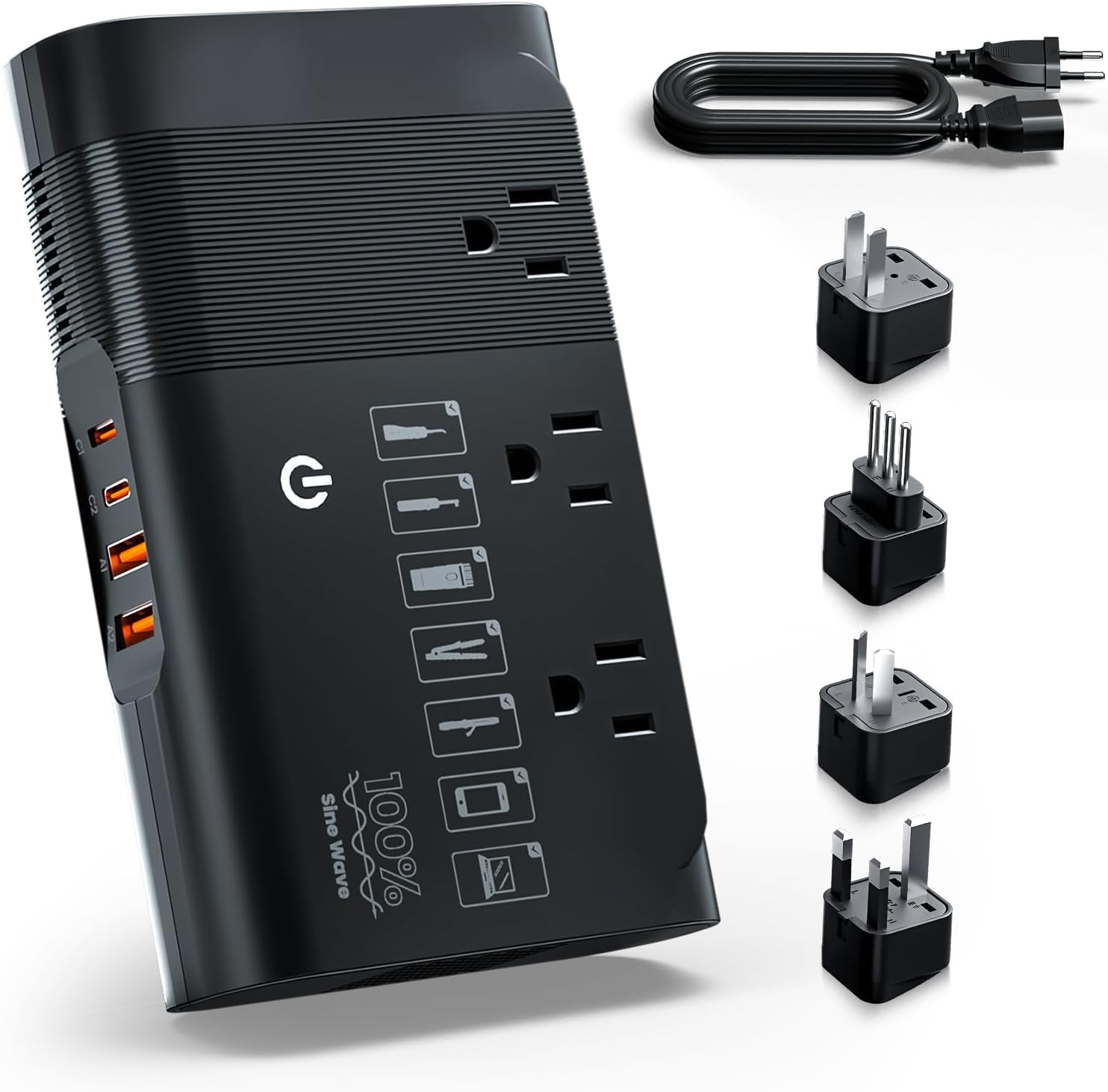DOACE 500W Travel Voltage Converter 220V to 110V Pure Sine Wave Step-Down Transformer for International Travel Europe UK