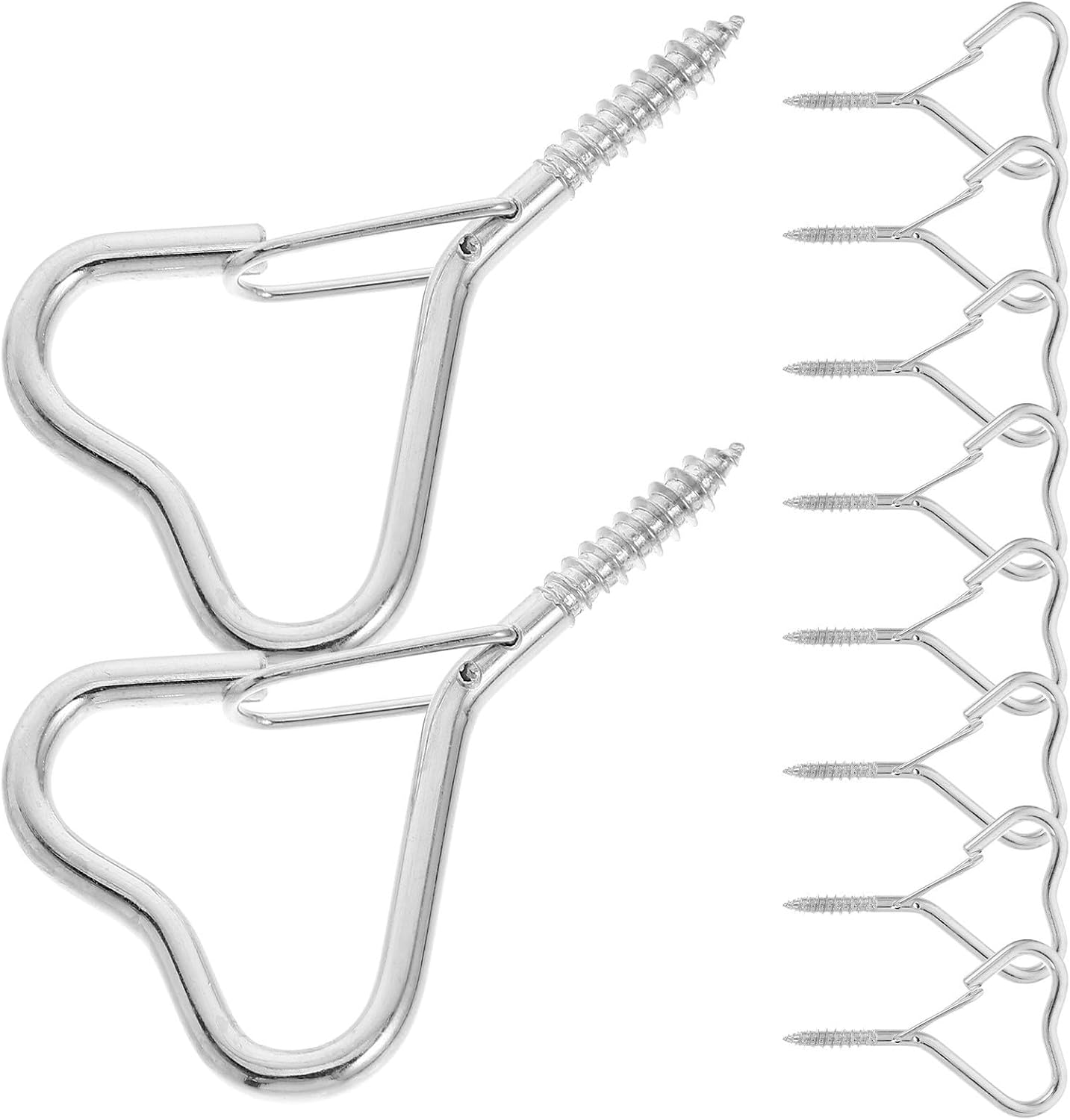 MAGICLULU 10pcs Screw-in Hooks for Outdoor String Lights with Safety Buckle Silver Iron Hanging Hooks Prevent Swaying for Plants for Decorations