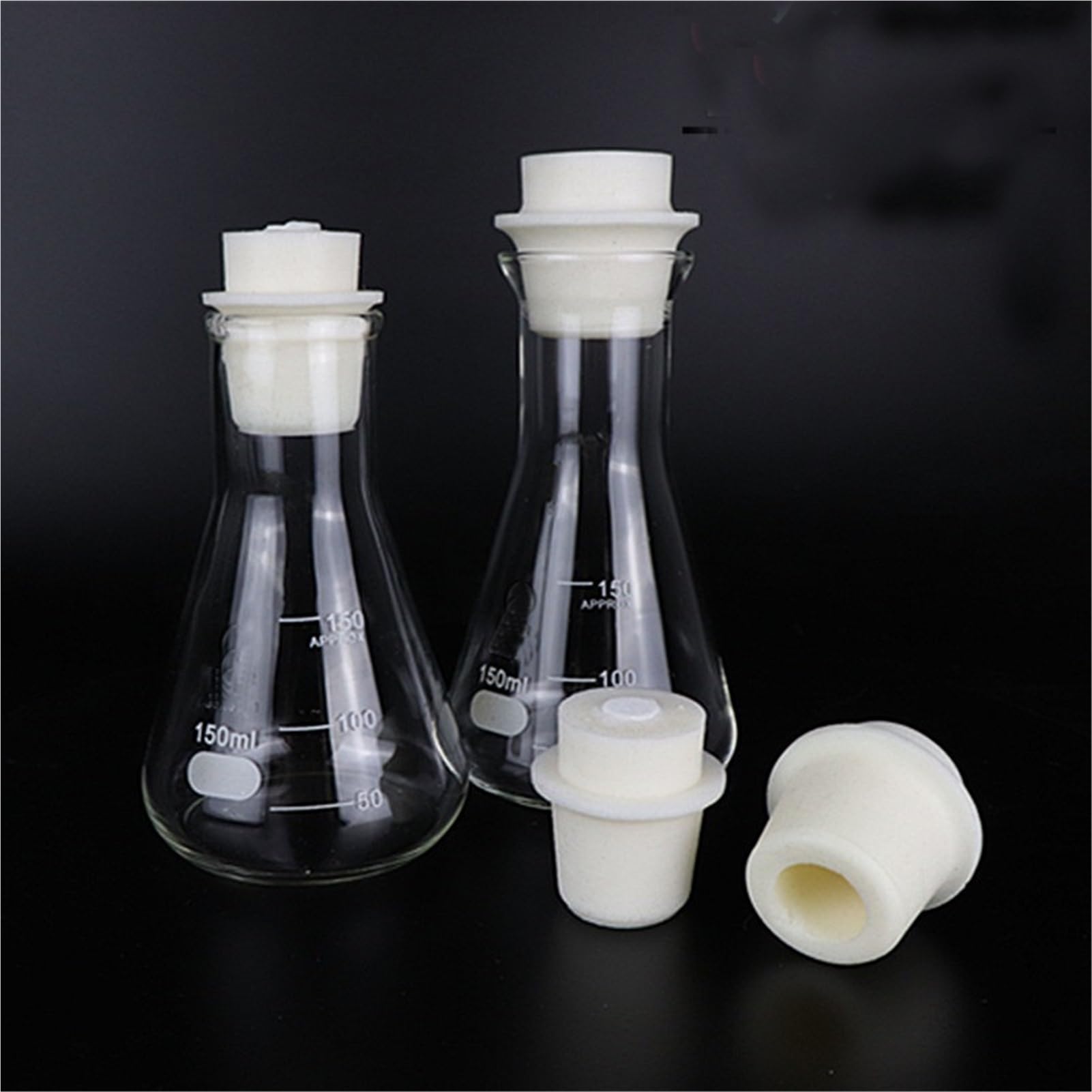 Matraz aforado de borosilicato, Matraz cónico de Vidrio, matraz Erlenmeyer de química, borosilicato, Resistente a Altas temperaturas, Equipo de Laboratorio(250ml)