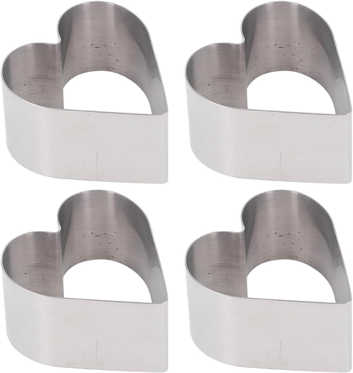 4Pcs Stainless Steel Cake Cutter Mold, Multifunction Baking Cutter Mold, Unique Shape DIY Easy Release Cake Baking Tool with Lid for Cakes Desserts Tarts (Heart Shape)