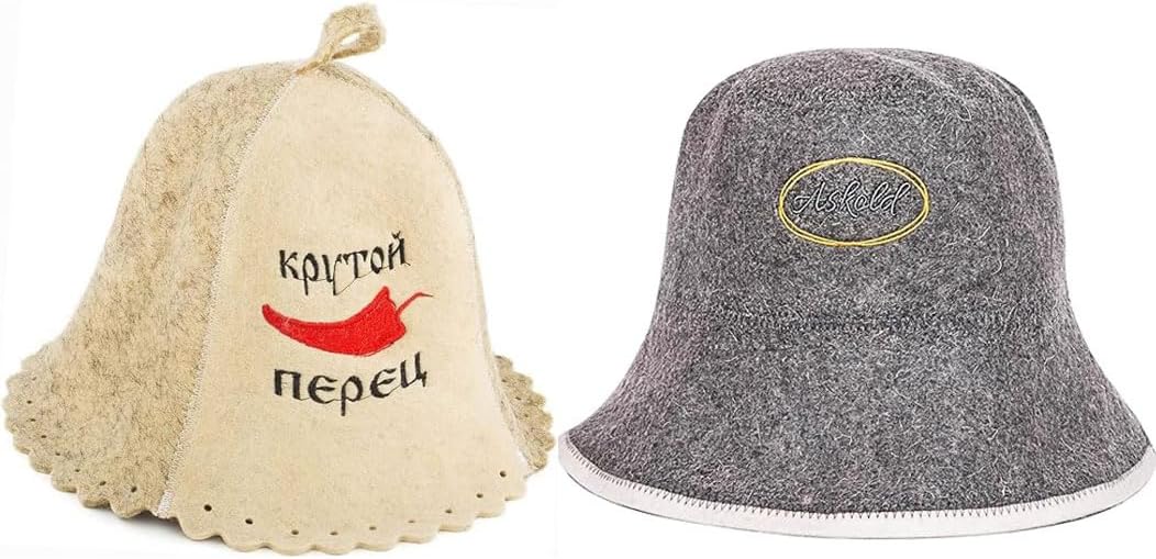 ASKOLD Wool Sauna Hat for Men Russian Embroidery + Sauna Hat for Women