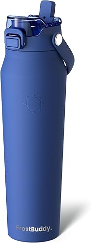 Miniatura 50 de Frost Buddy - Botella de agua con aislamiento de 32 oz con pajilla y tapa, de acero inoxidable, a prueba de fugas, frío durante 24 horas, a prueba