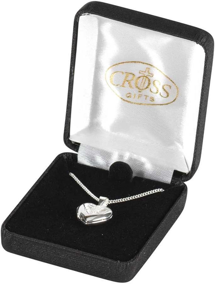 Dicksons Heart Locket with Detailed Cross Design Silver-Plated 18-Inch Pendant Necklace - Image 3