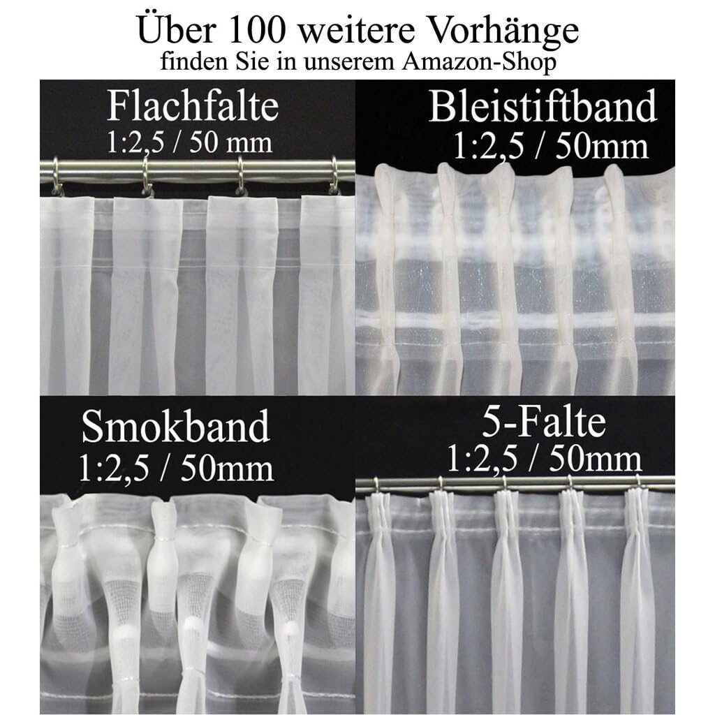Hochwertige Gardine Fertiggardine Voile Store Schal mit Stickerei Faltenband und Bleiband weiß MALGA 235 x 600 cm (HöhexBreite)