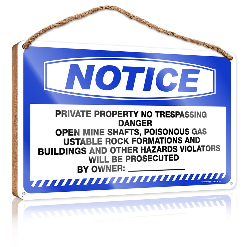 DTHA Hanging Decor Wood Notice Private Property No Trespassing Danger Open Wooden Sign Vintage Decor Room Decor For Men(23X35CM)