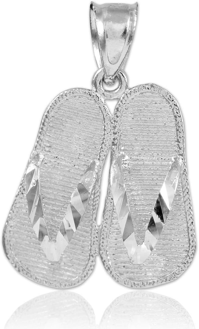 925 Sterling Silver 3d Flip Flops Summer Charm Sandal Pendant