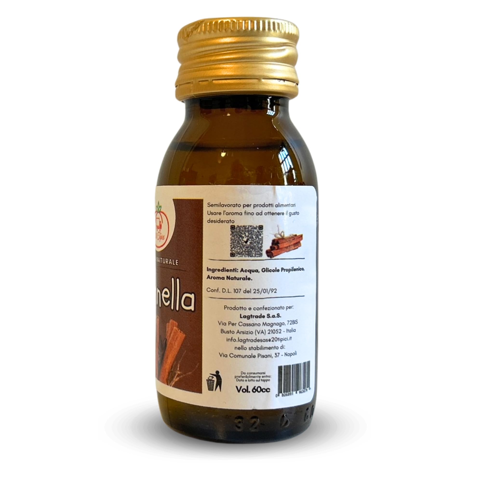 20Tipici® Aroma Naturale 60ml - Aroma Naturale Cannella - Per Torta, Marmellata, Biscotti, Pastiera Napoletana Pasqua 2025 (Cannella)