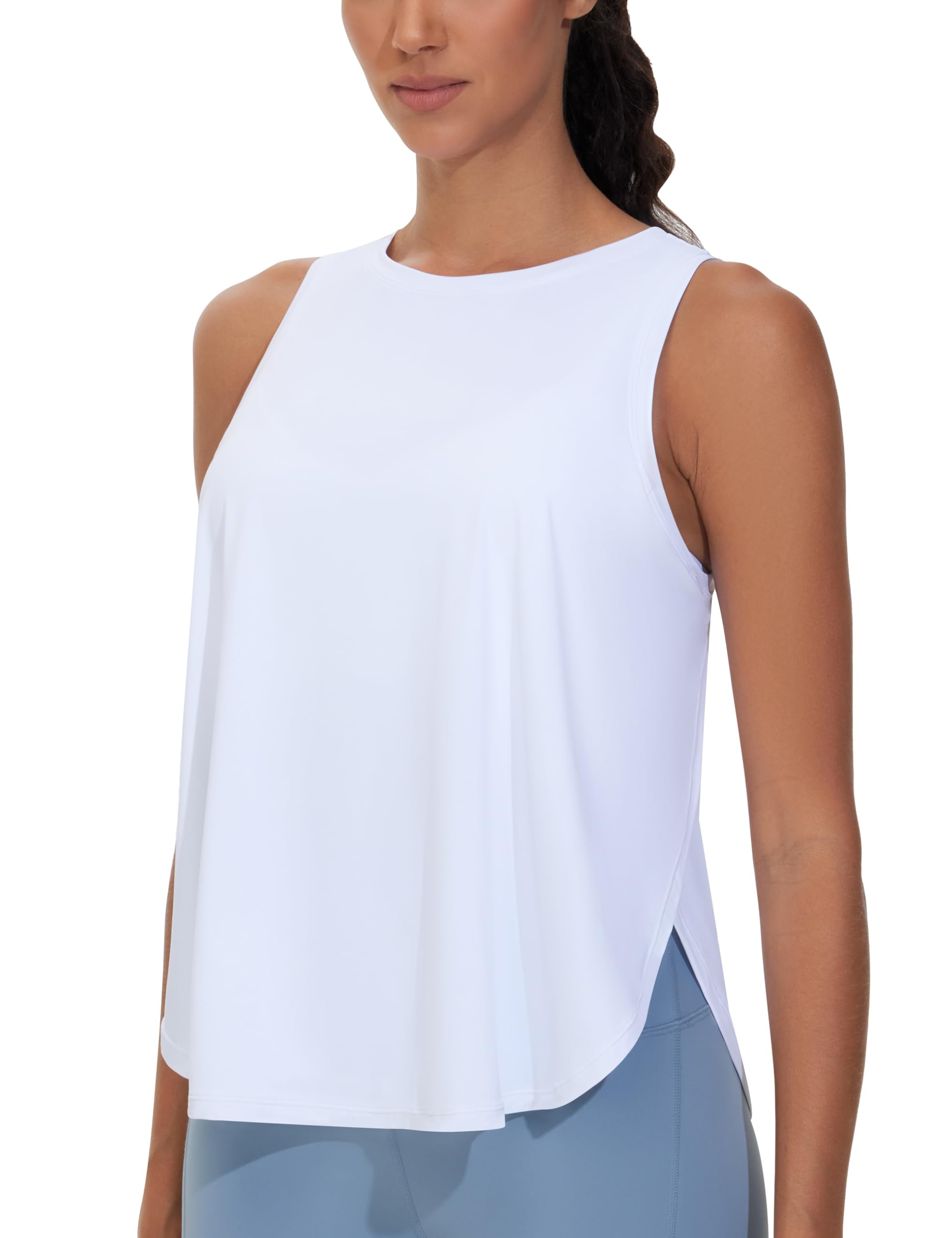 THE GYM PEOPLE Womens Racerback Workout Tank Tops Split Side Loose Fit Sleeveless Yoga Running Shirts with Curved Hem