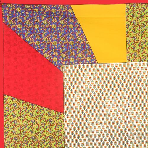 Image of UNIBLISS 100% Cotton Rajasthani Jaipuri Traditional Floral King Size Double Bed Bedsheet with 2 Pillow Covers - (Multicolor Bedsheets014)