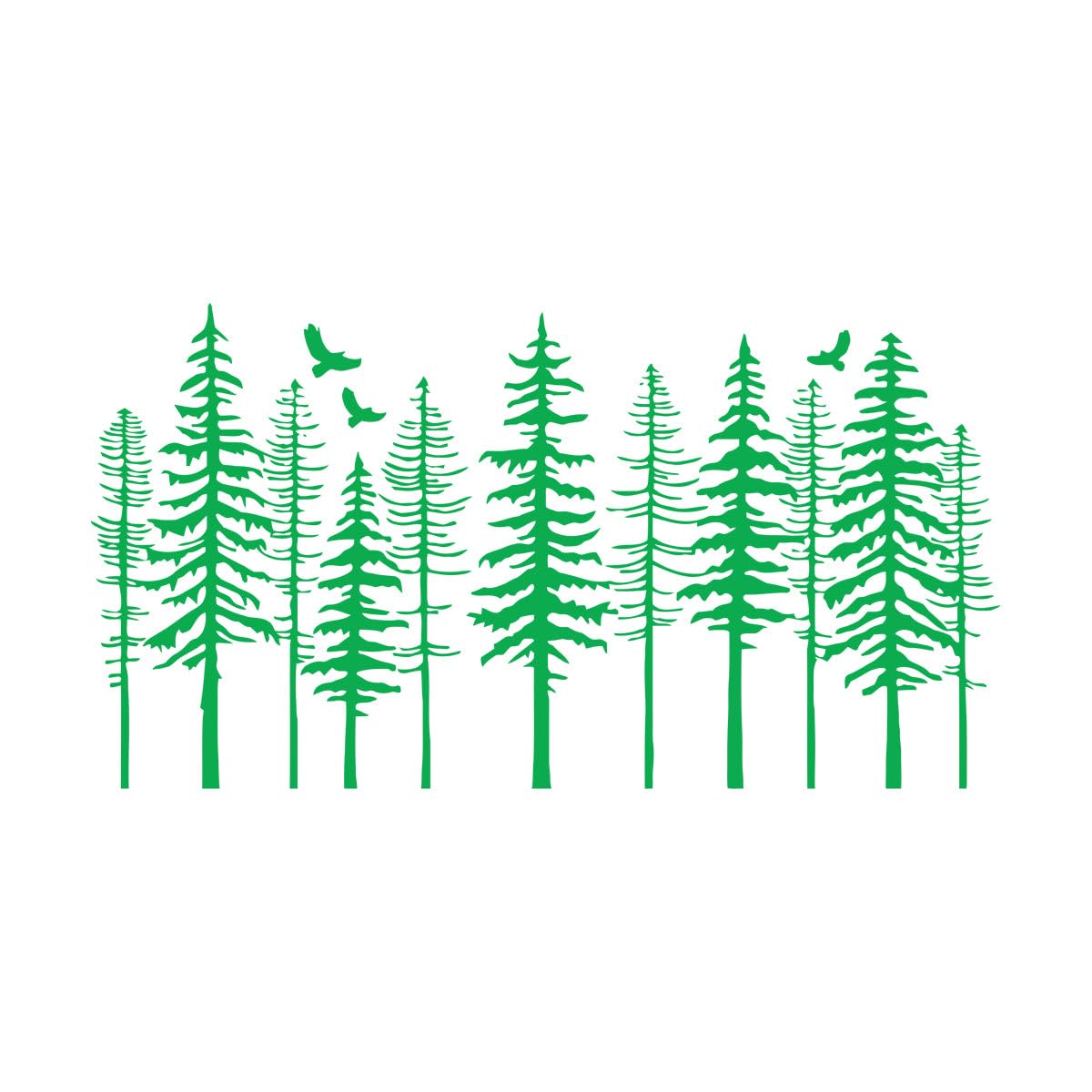 Vinyl Wall Decals Pine Forest Tree Pine Tree Silhouette Life 32x59.4cm Do not Damage the wall Surface Small Green