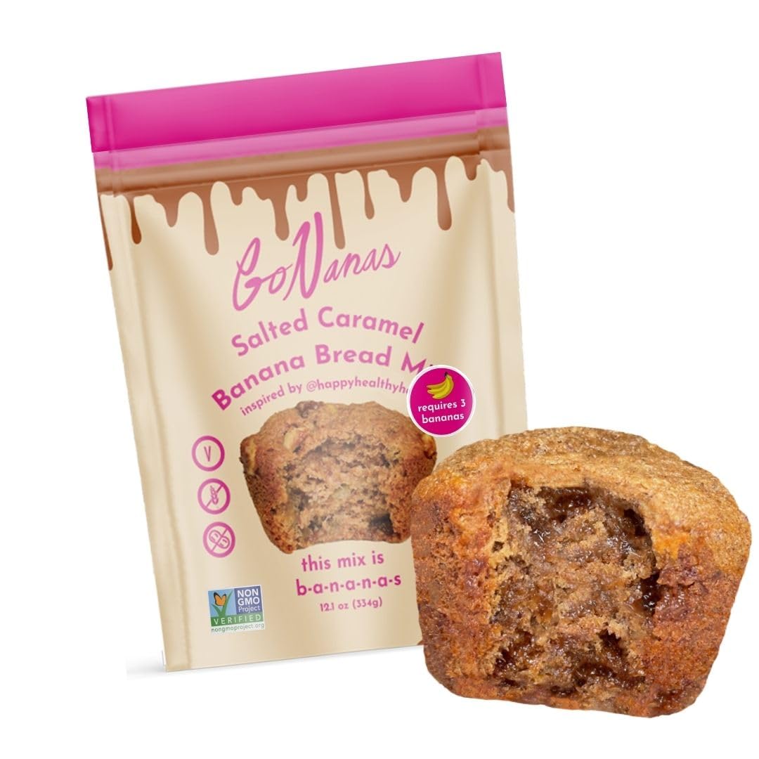 Salted Caramel Banana Bread Mix, Vegan, Gluten Free Healthy Snacks. Oat Flour Banana Bread or Banana Muffin Mix. Women Owned, US Ingredients, Dairy Free, Nut Free, Delicious (1 Pack)