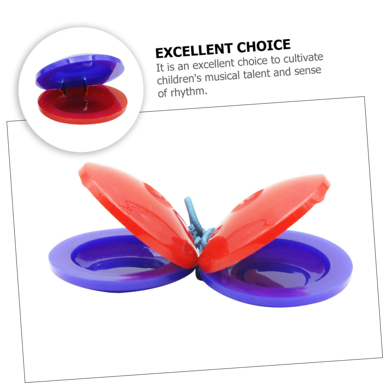 BESPORTBLE 2sets Castanets Musical Instruments Teaching for Rhythm Learning and Sound Sensitivity Present for Music Playtime Red Blue 6pcs*2