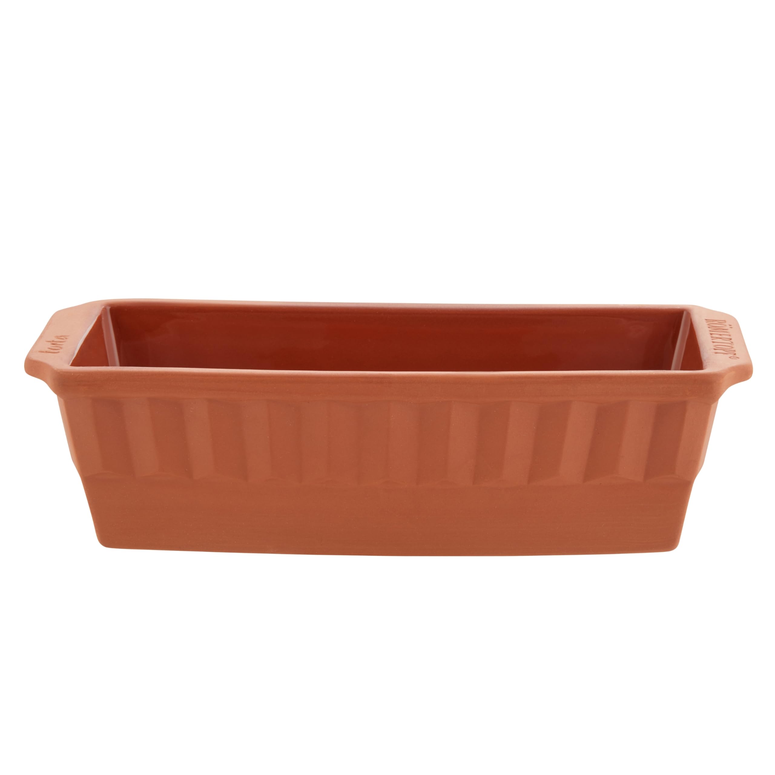 Romertopf Kastenform Torta 31 cm aus Naturton, sauerteigbeständige Brot- und Kuchenbackform mit Glasur im Unterteil, ca. 31 x 14 x 8,5 cm, 1,7 Liter Volumen, spülmaschinengeeignet, hitzebeständig