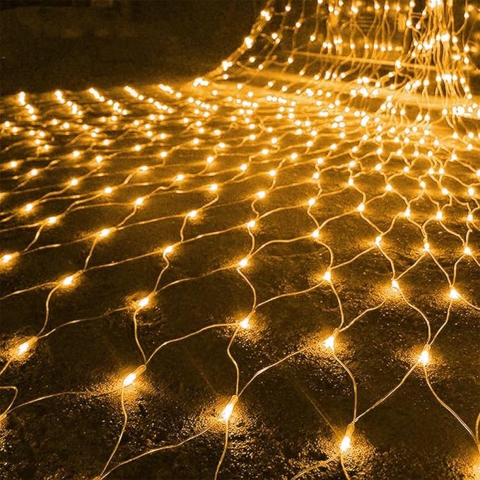 SHANJIA Garden Net Lights Battery Operated, 1.5mx1.5m 96LED Mesh Fairy String Lights Fairy Net Lights 8 Modes Waterproof Net Mesh String Lights for Garden Balcony Decor (Yellow)