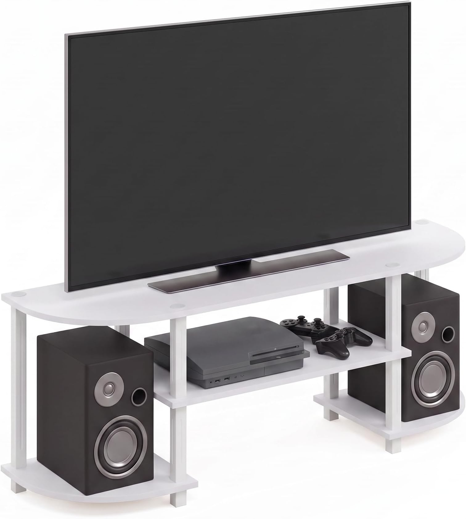 Furinno TURN-S-TUBE TV Stand for TVs up to 55 Inches, White