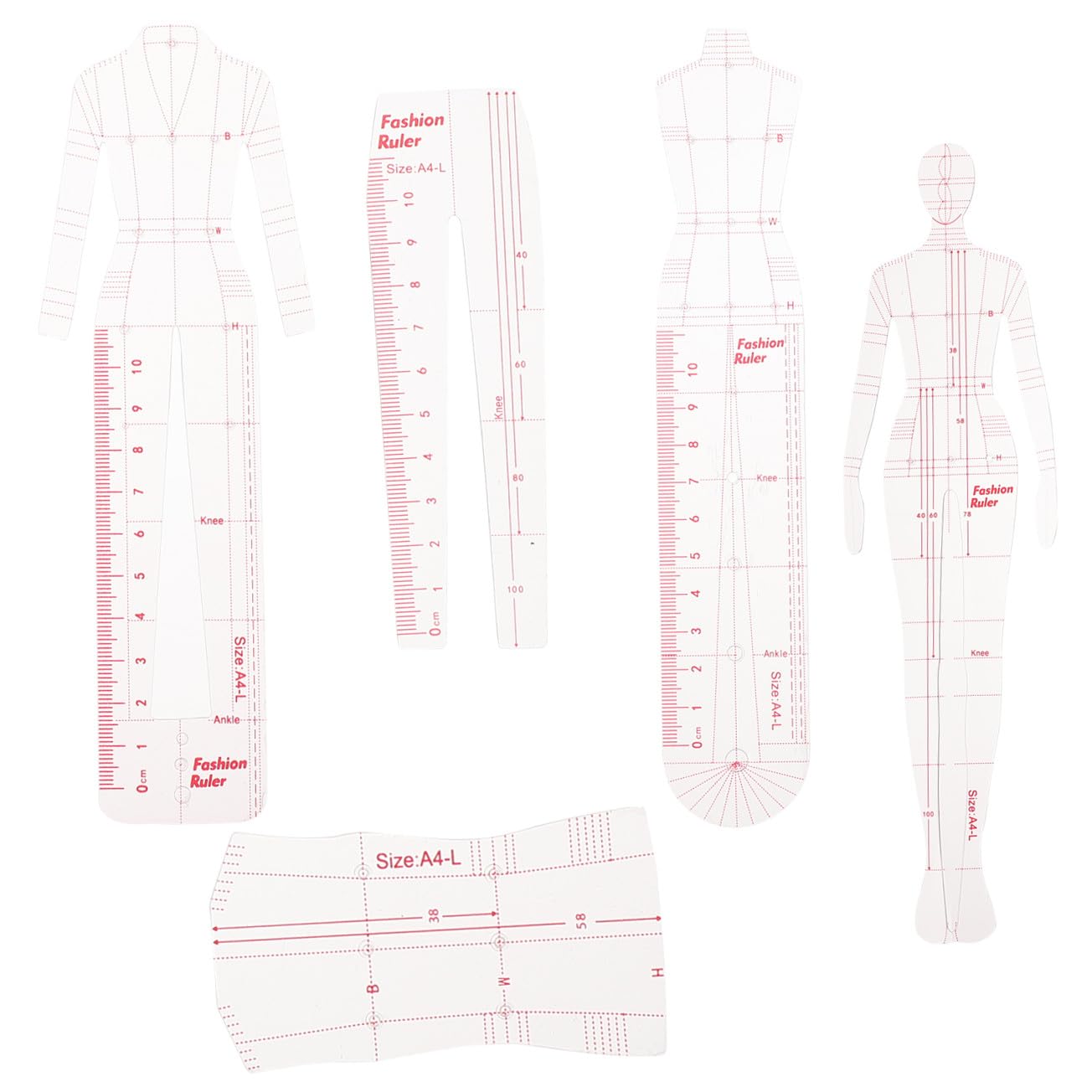 TOYANDONA Drawing Templates Ruler Precision Sewing Ruler for Designers and Tailors Female Humanoid Design Plastic Cutting Plate Sewing Tool for Fashion Clothing Measurement