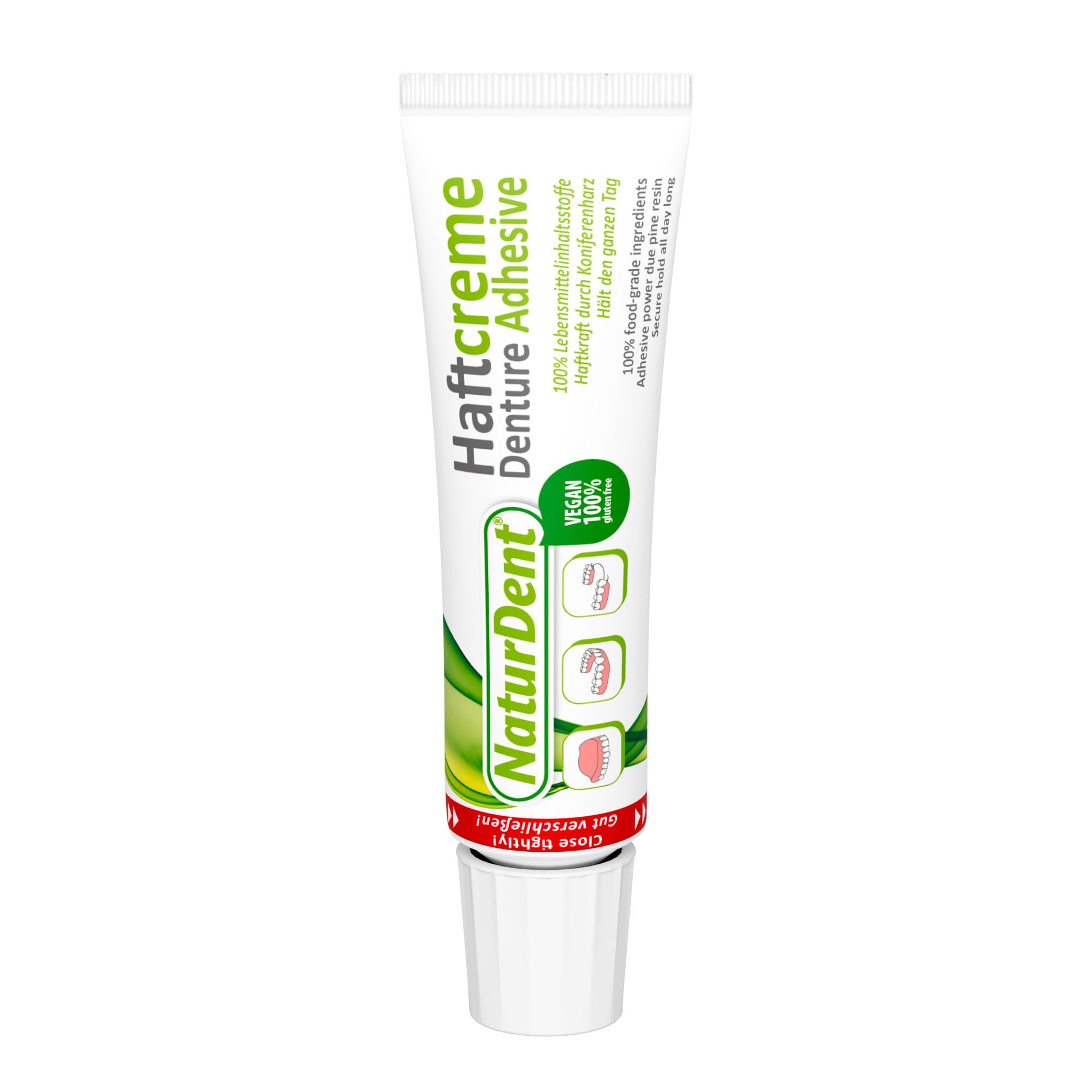 10 creme adesive NaturDent, 40 g, la prima crema adesiva naturale, insolubile in acqua, senza risciacquo, solo 1 volta al giorno, 100% ingredienti alimentari, vegano, nessun carico chimico sul corpo