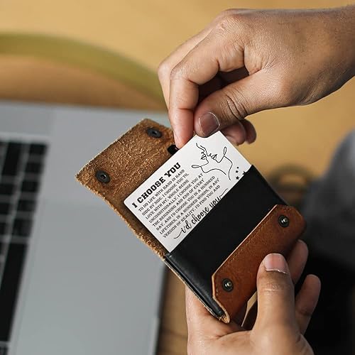 Miniatura 5 de FOKCBOCM Tarjetas de aniversario para él y ella, tarjeta de inserción de billetera con texto en inglés "I Choose You", divertida nota de amor