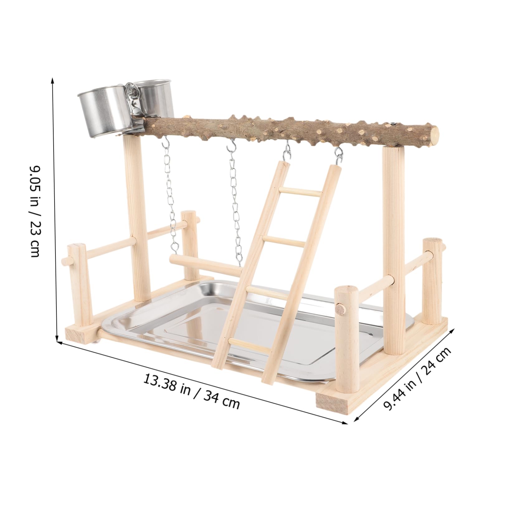 Housoutil Supporto in Legno Per Uccelli Trespolo Da Tavolo Scala e Altalena Parco Giochi Per Pappagalli Ciotola Per Cibo Resistente All Usura Per Uso Duraturo