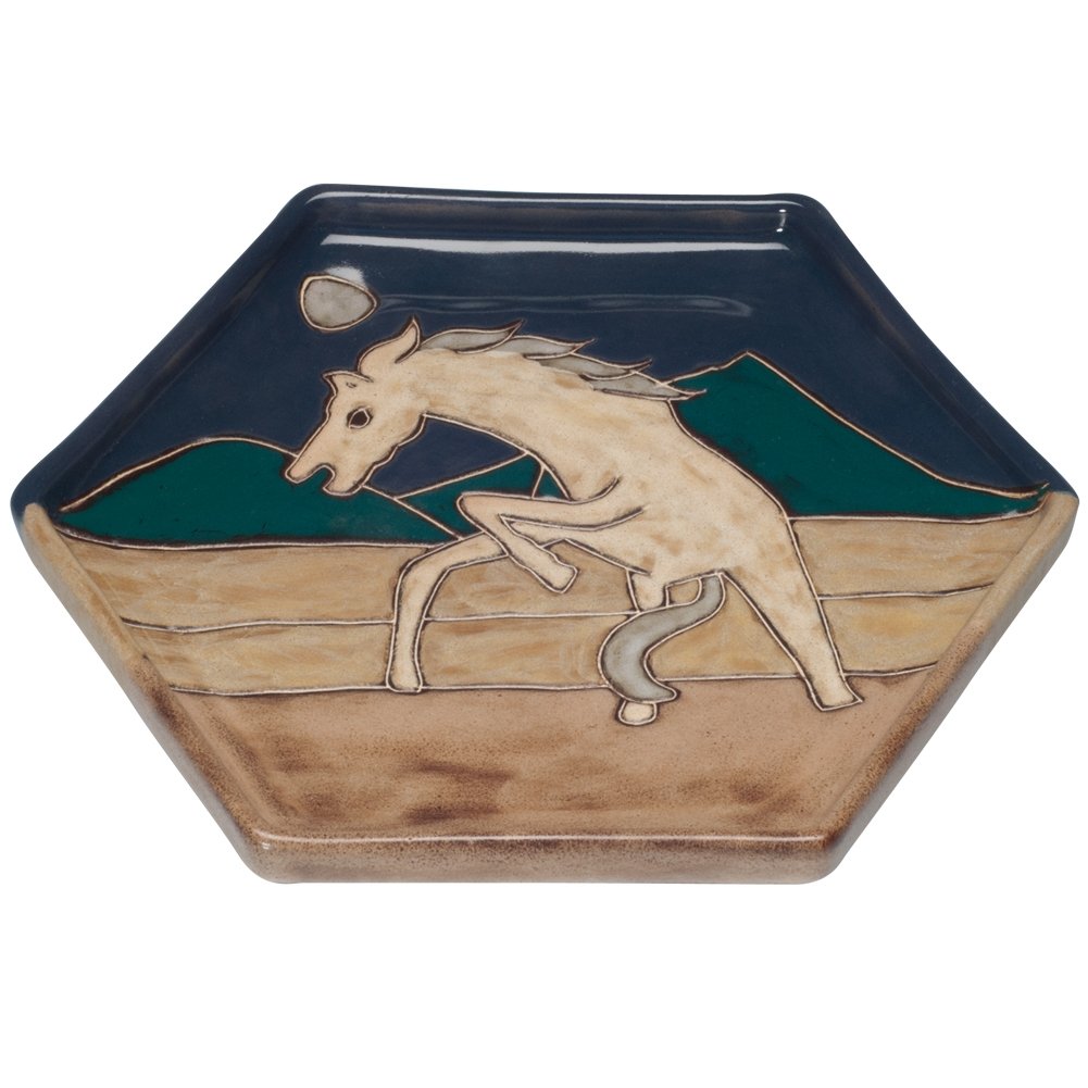 Animal World - Horse Bucking Hand-Etched Hexagonal Plate