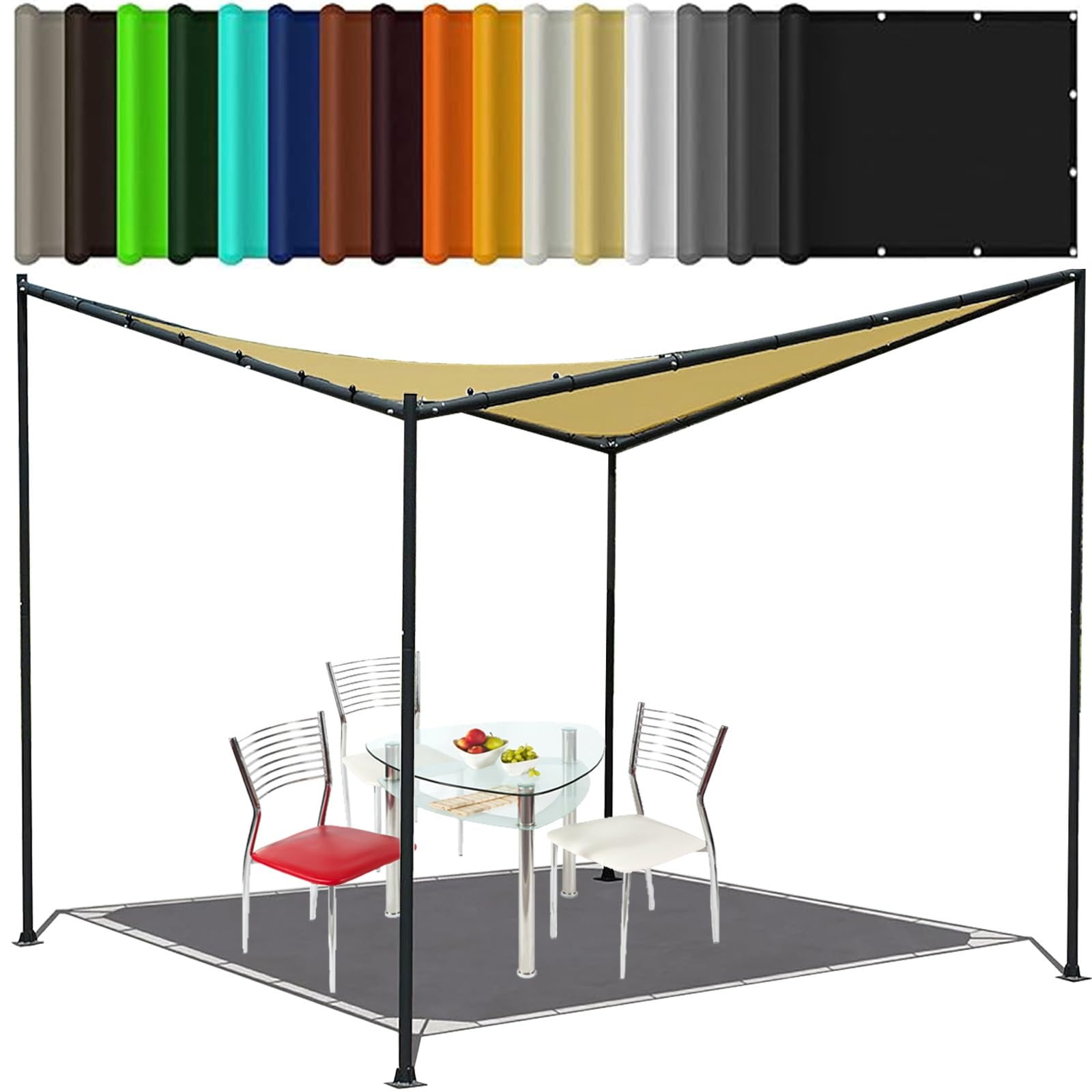 Voile d'ombrage imperméable 2x3,5m rectangulaire jaune sable pour terrasse
