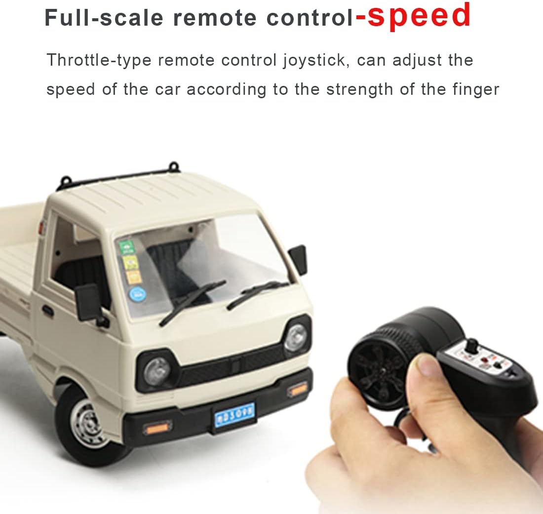 WPL D12 1/16 Mini RC Truck, 2.4G RC Car Mini-Truck Mini-Van High Speed of 20km/h DIY Double Battery, Remote Control Trucks Vans, Indoor Outdoor Hobby RC