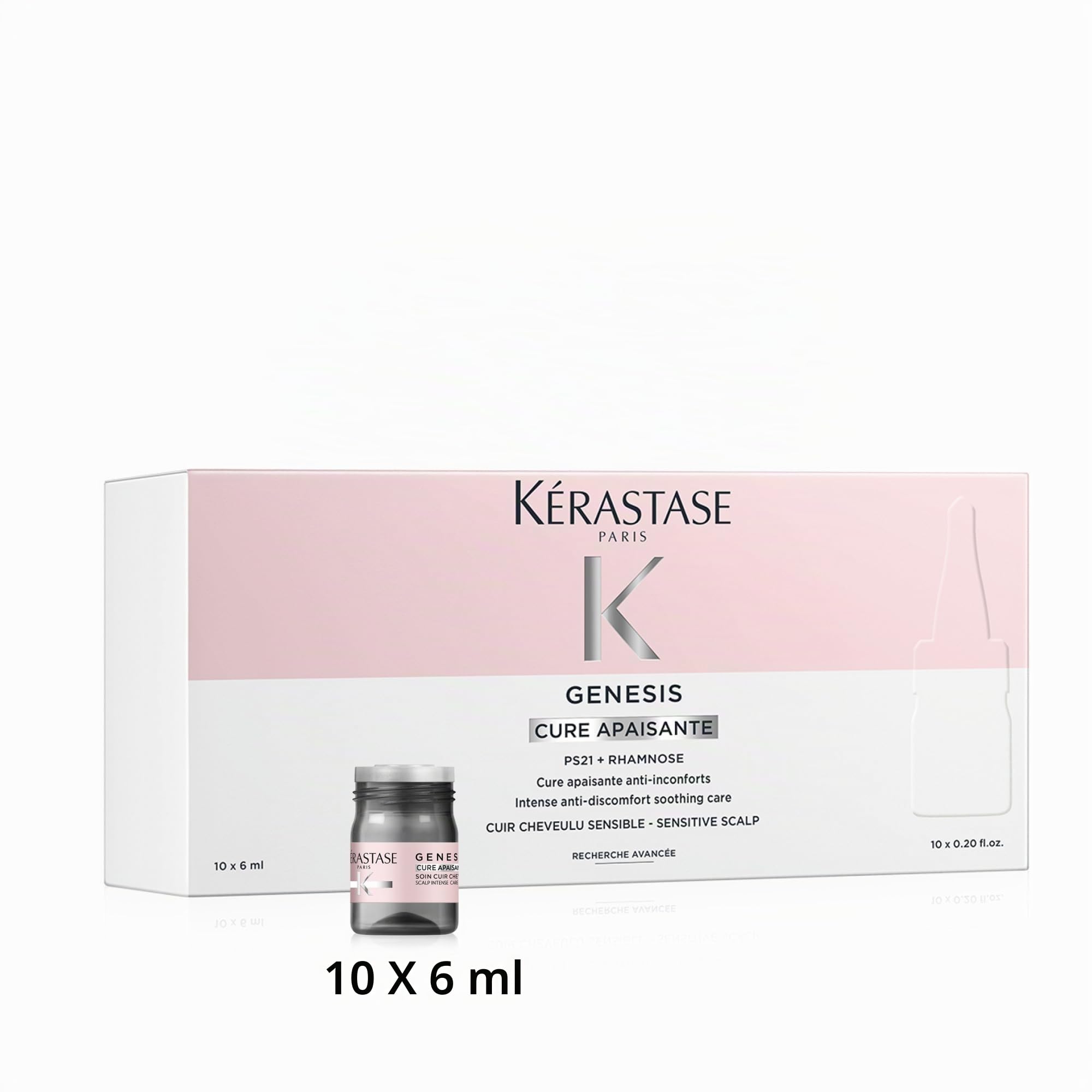 Kérastase, Genesis, Trattamento Lenitivo Anticaduta Temporanea, Fiale Senza Risciacquo, Per Discomfort della Cute, Cure Apaisante, 10x6ml