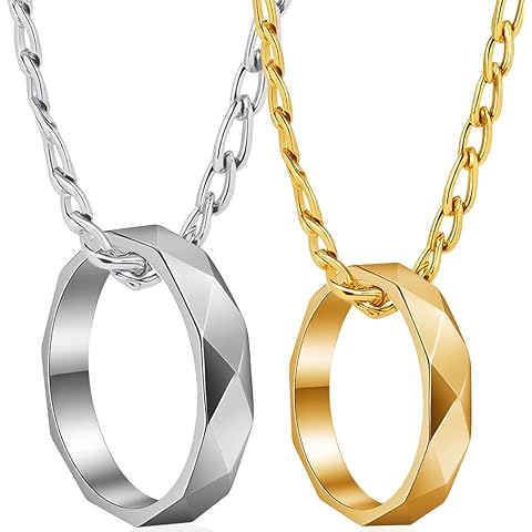 Matching Necklaces for Couples Pendant Necklace Promise Rings Set, 18K Gold Plated ...