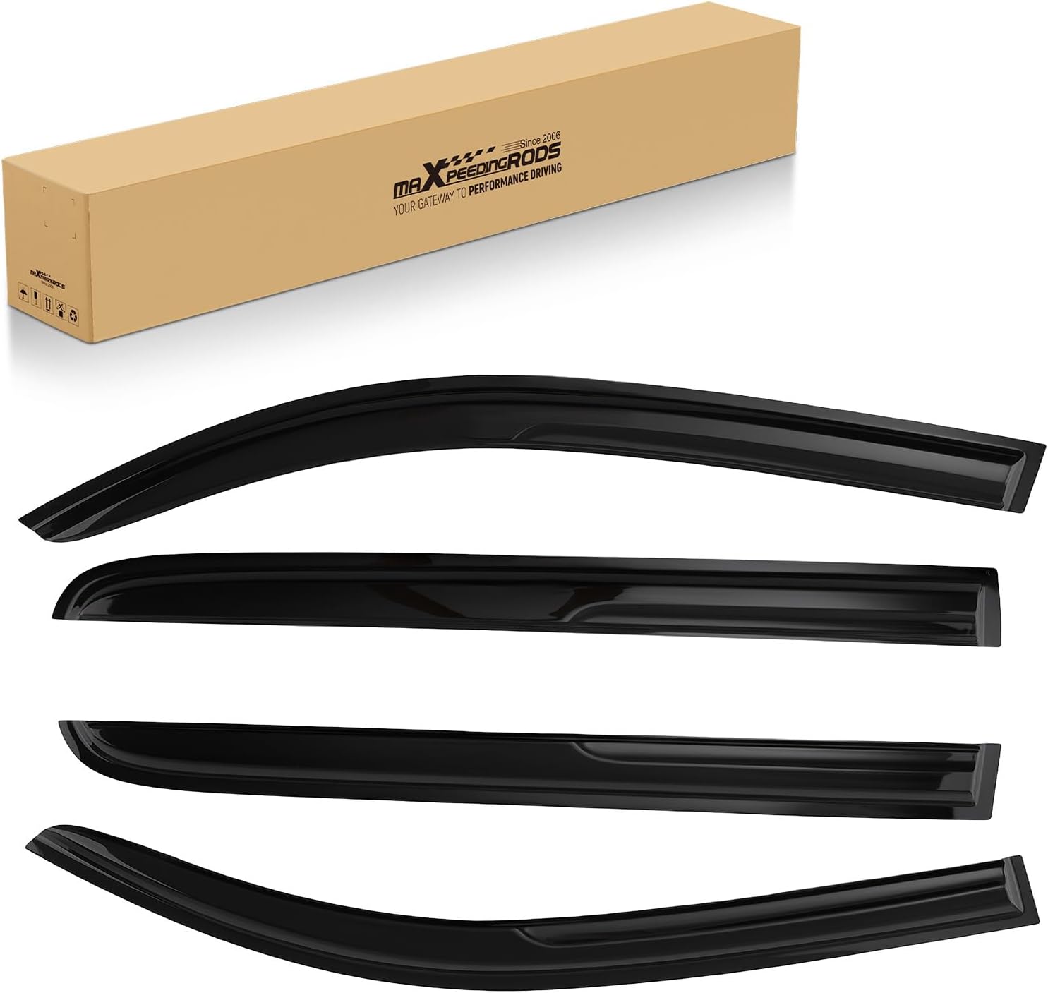 maXpeedingrods 4PCS Outside Mount Window Rain Guards for Toyota Tacoma Double Cab 2005 2006 2007 2008 2009 2010 2011 2012 2013 2014 2015, Tape-On Vent Visors Black